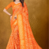 Women Orange Cotton Silk Saree
