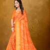 Women Orange Cotton Silk Saree