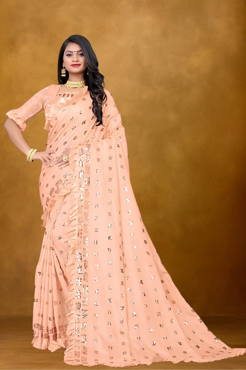 Women Peach Silk Saree