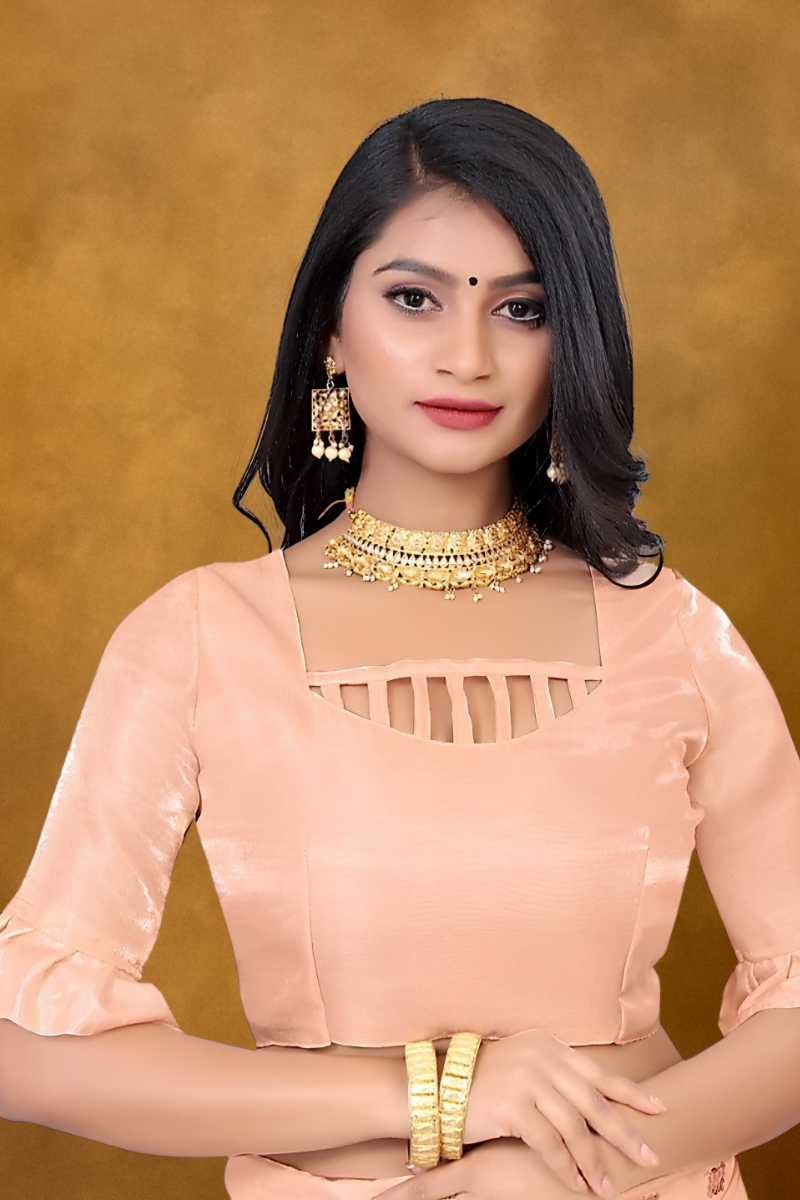 Women Peach Silk Saree