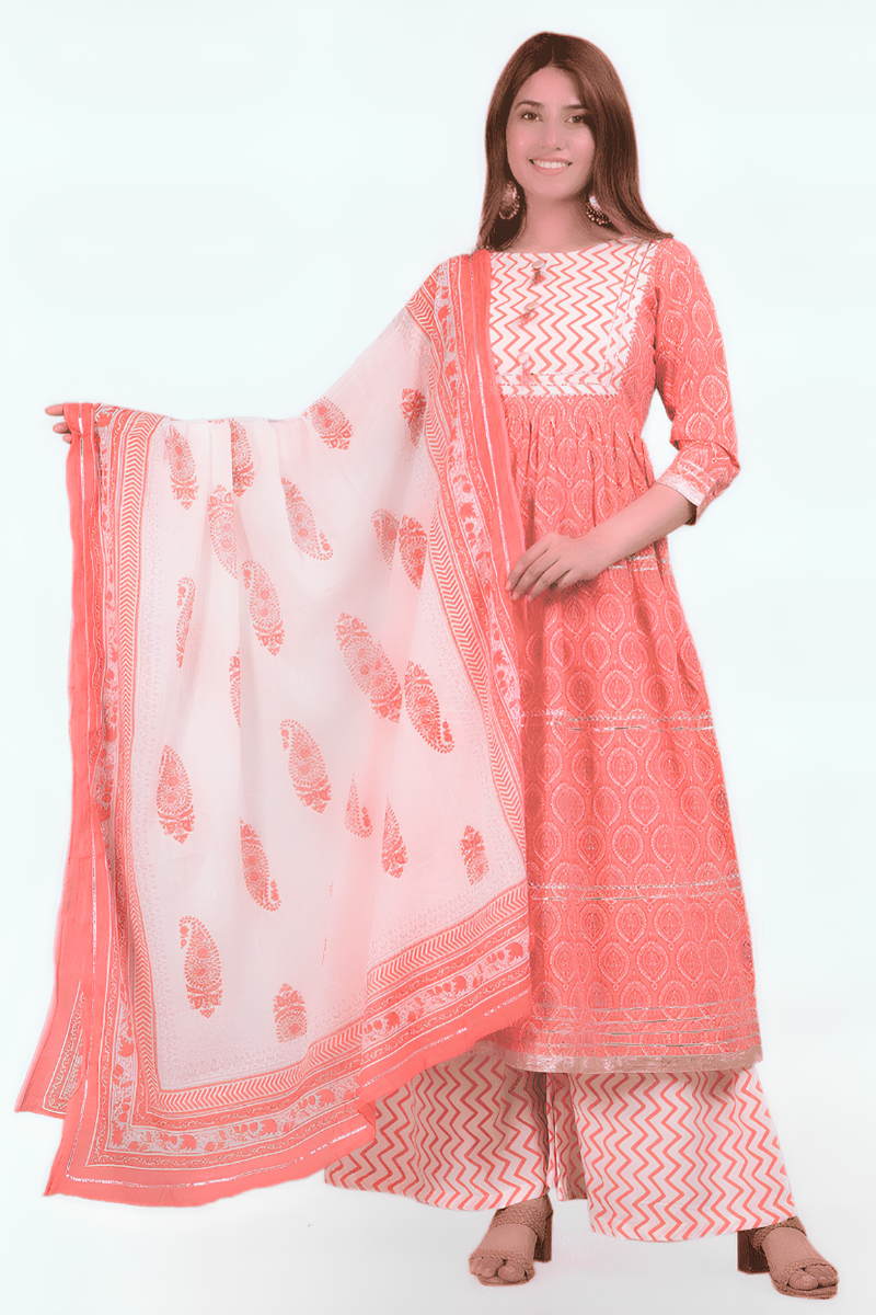 kurta palazzo set, pink kurta set, cotton kurta for women, casual kurta set, ethnic wear