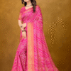 Women Pink Cotton Silk Saree