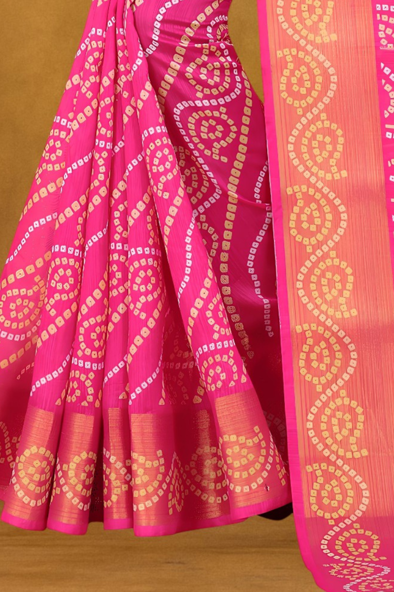 Women Pink Cotton Silk Saree