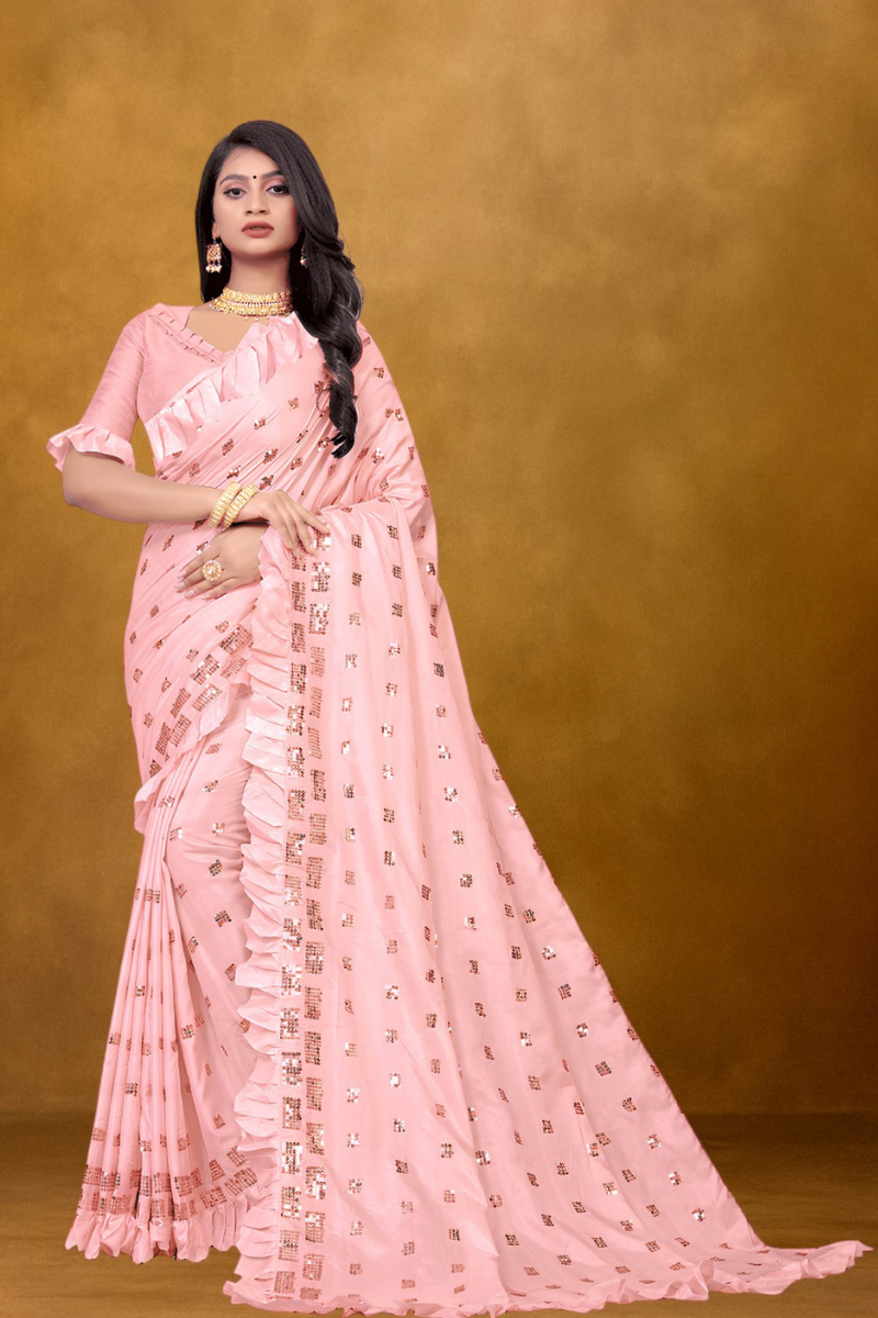 Women Pink Silk Saree