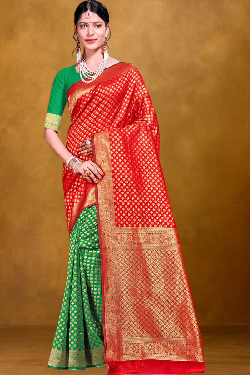 silk saree, banarasi saree, festive wear, indian outfit, red saree