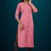 Women Cotton Pink Kurta Set