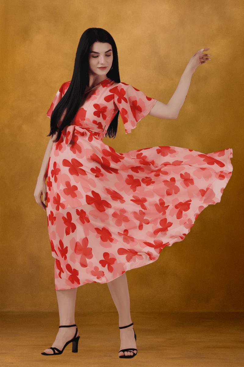 Women Georgette Red Dress