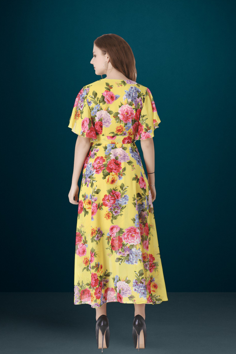 Women Georgette Yellow Dress