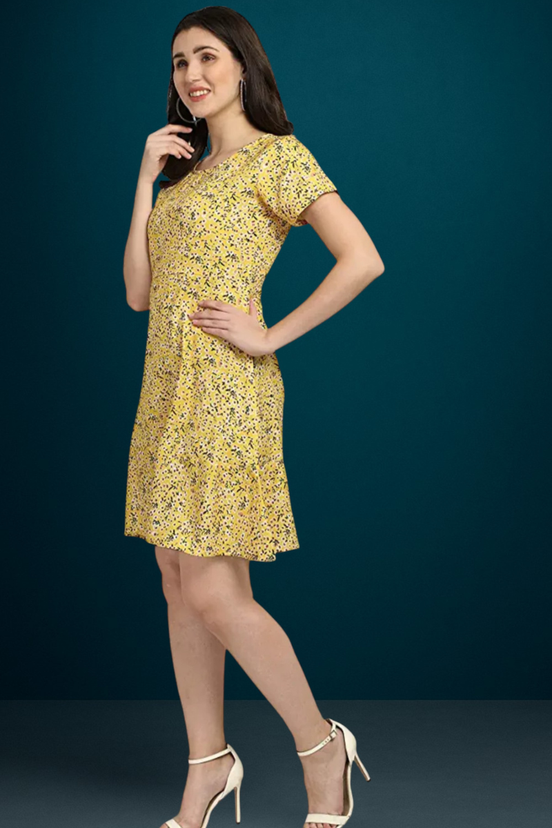 yellow dress (3) Women Rayon Yellow Dress
