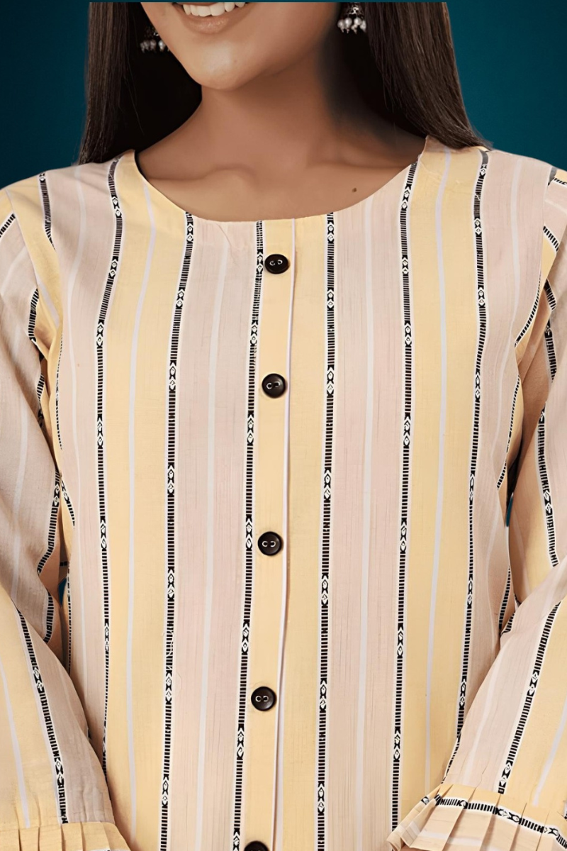 Women Cotton Yellow Kurta Set